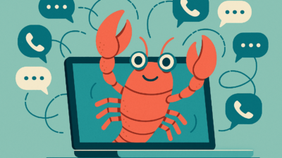 Illustration of Clawdbot AI assistant lobster mascot