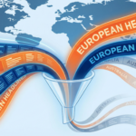 Abstract visualization of global news headlines with Australian content fading