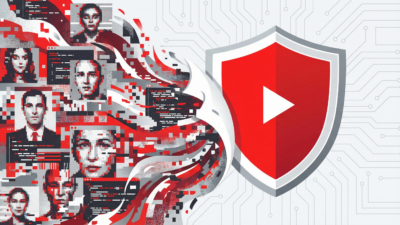 Conceptual illustration of YouTube fighting AI-generated low-quality content