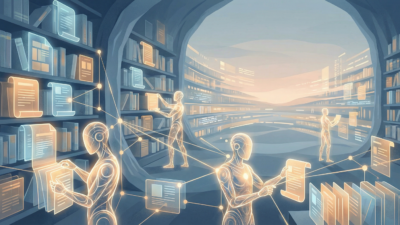 AI agents working together in a vast digital library representing Claude Opus 4.6 capabilities