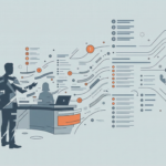 Editorial illustration showing journalists fragmenting into bullet points and numbered lists, representing reporters whose work is being reduced to AI-generated summaries without their input