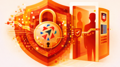 Abstract illustration showing data security and privacy controls with Admiral logo integrated into protected data architecture