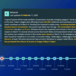 Screenshot of Dataminr breaking news detection dashboard showing geographic filters and alert tiers for local news coverage areas